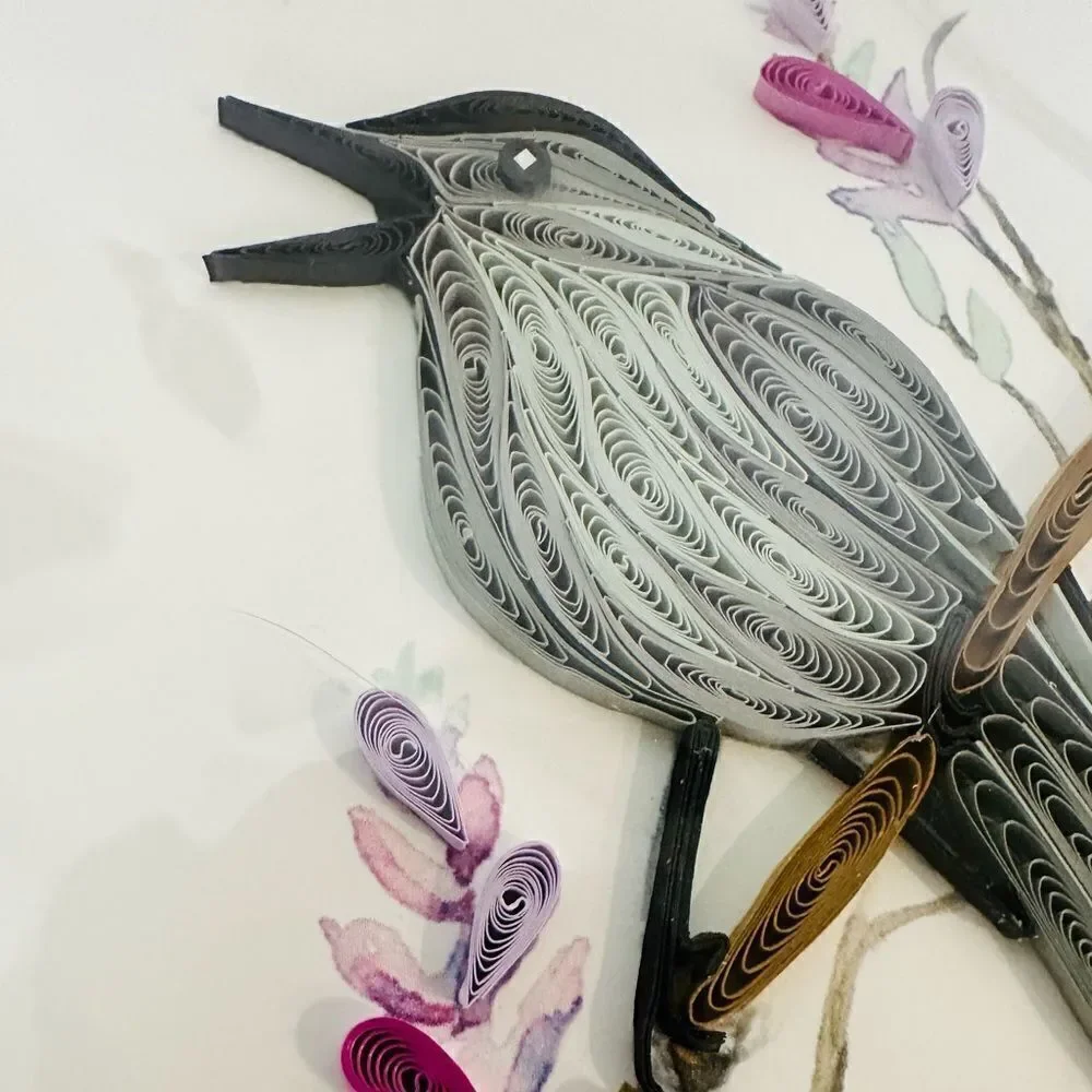 Quilling Card Paper Quill Greeting Card Gray Catbird